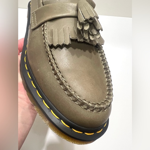 Dr. Martens Men’s Adrian YS Leather Tassel Loafer in Olive Green New - Picture 12 of 16